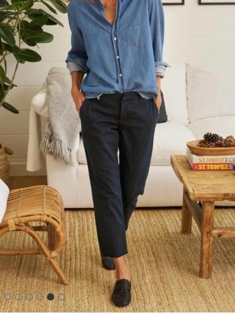 Frank & Eileen Women Wicklow Italian chino Trouser Raw Hem Washed Black - Picture 1 of 9